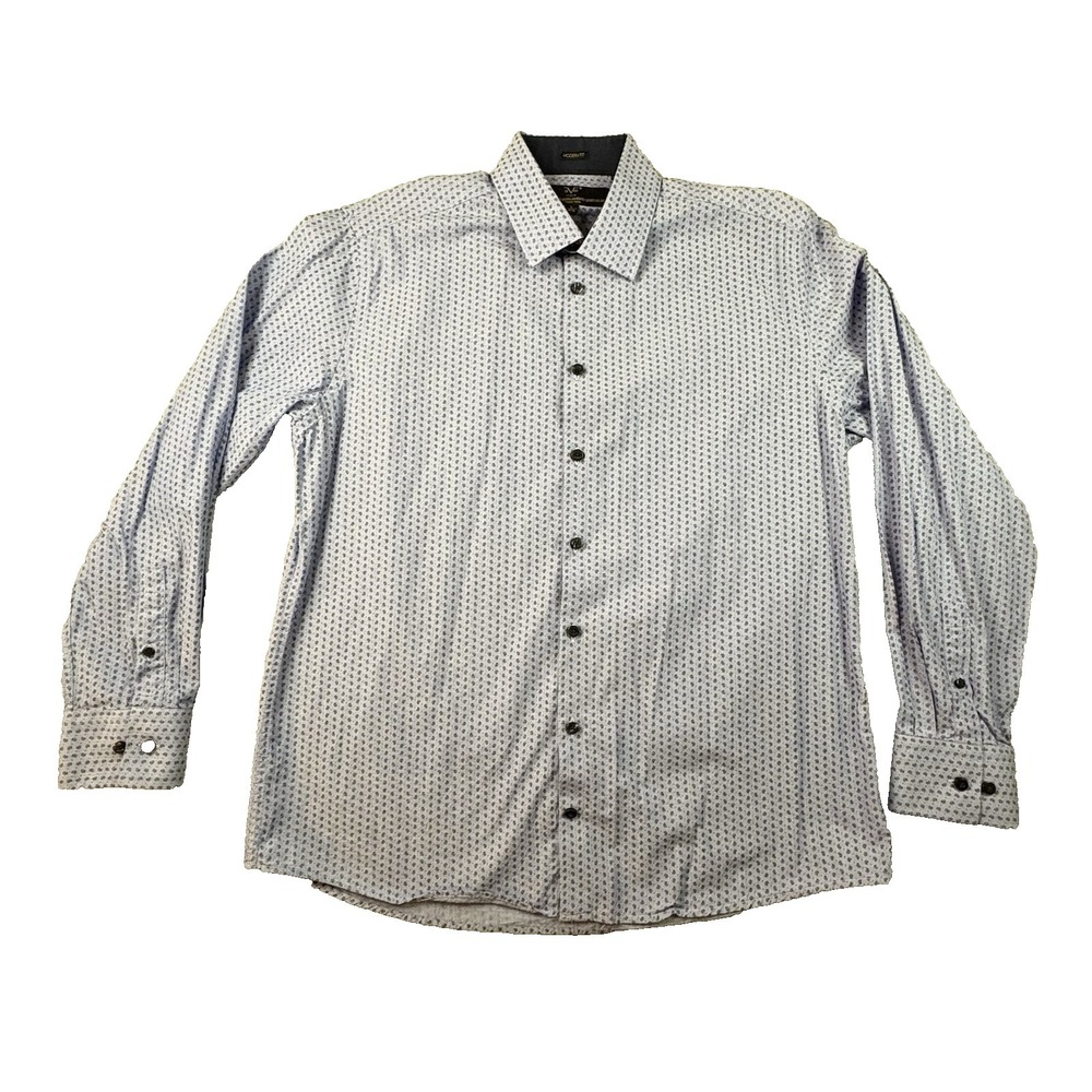 Versace 19-69 Men's L Light Blue Micro Paisley LS Button Up Dress Shirt SEE DESC